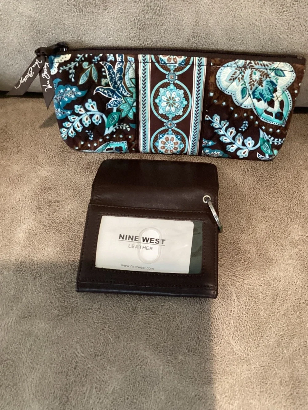 Vera Bradley turquoise Brown and Nine West brown leather wallet accessories
